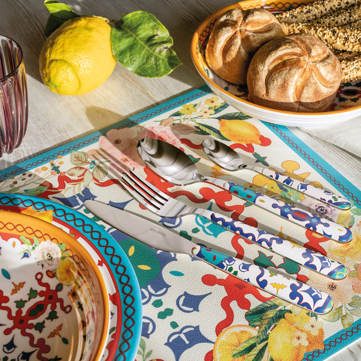 SET 6 PLACEMATS "FLOWER&LEMON"