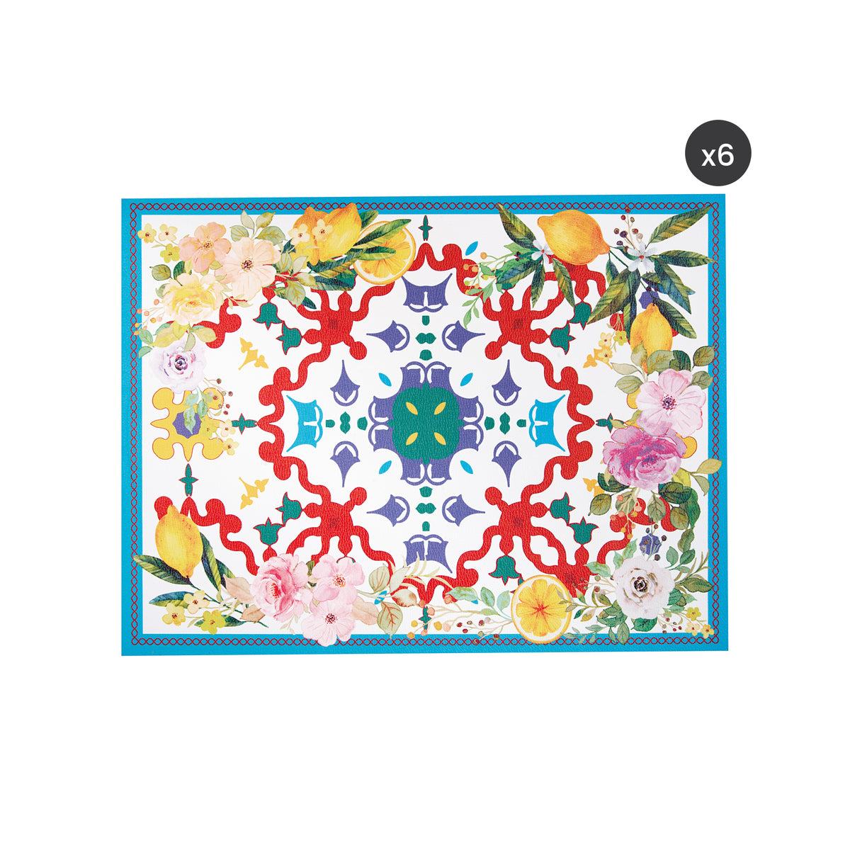 SET 6 PLACEMATS "FLOWER&LEMON"