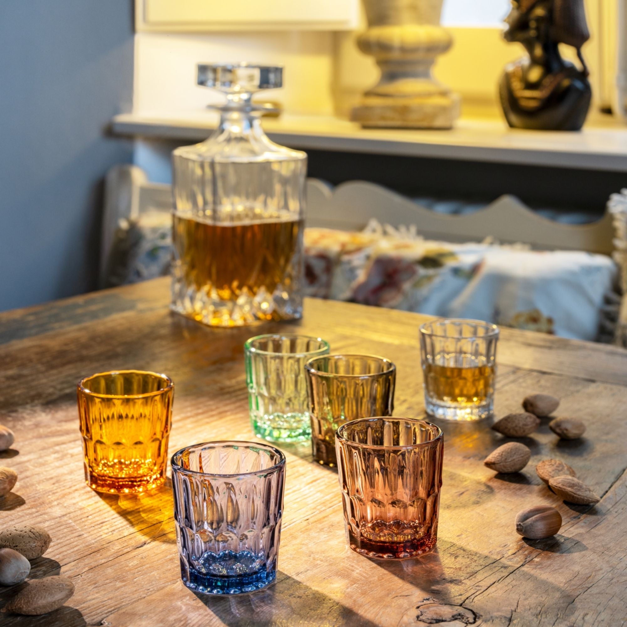 SET OF 6 GLASS SHOT GLASSES "VANITY GLASS"