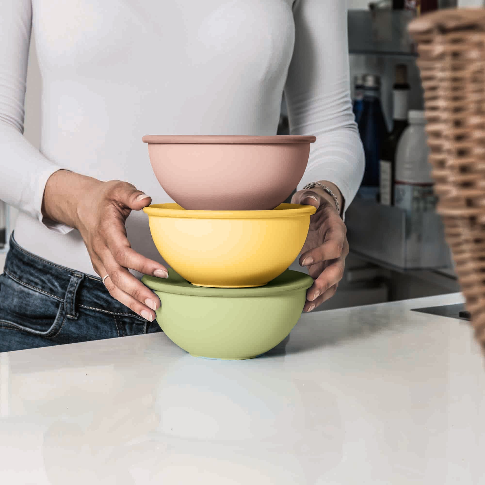 SET 3 Ø16CM CONTAINERS WITH LID 'EVERYWHERE BIO' "FOOD STORAGE"